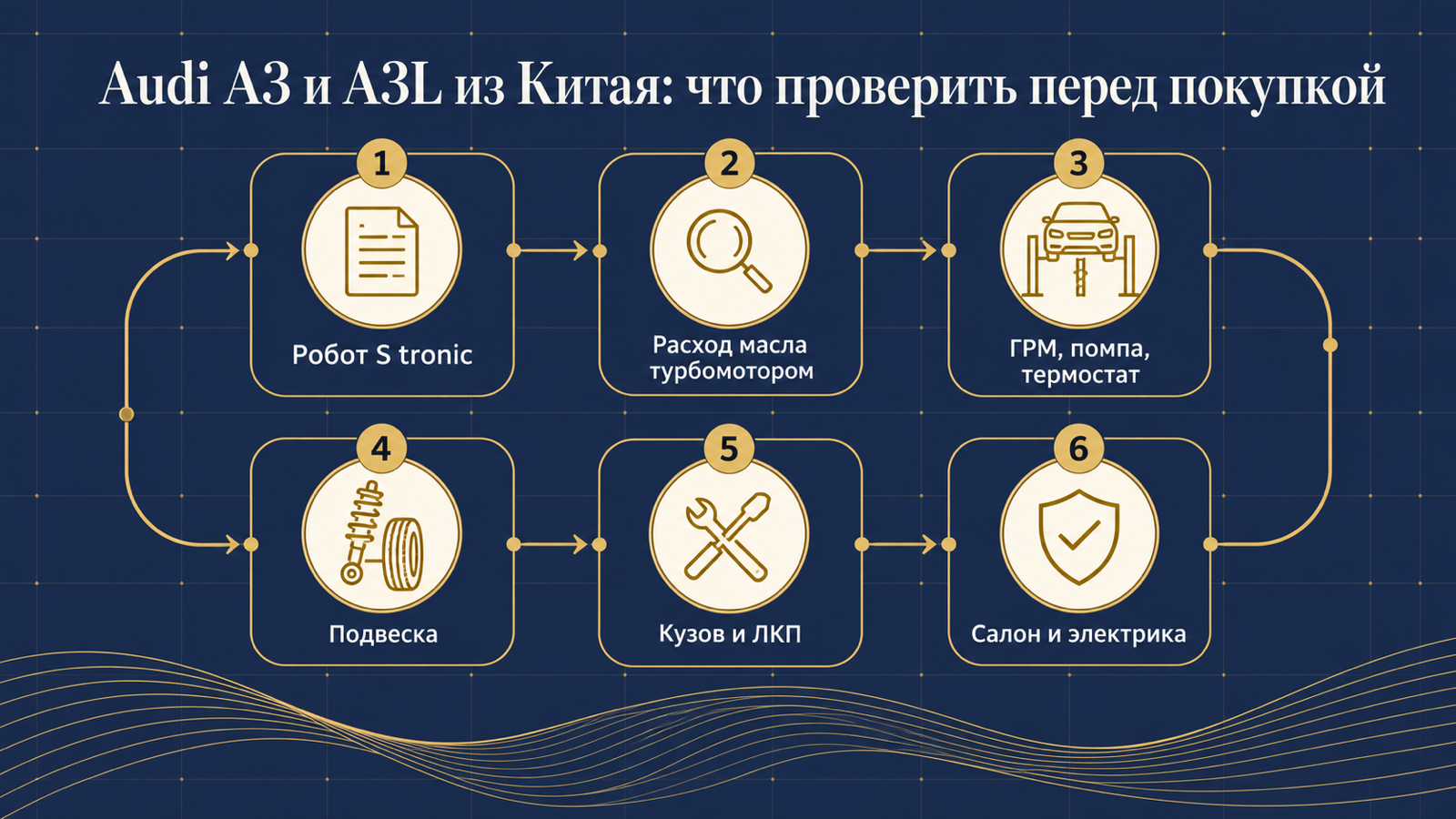 Инфографика: что проверить перед покупкой Audi A3 и A3L из Китая