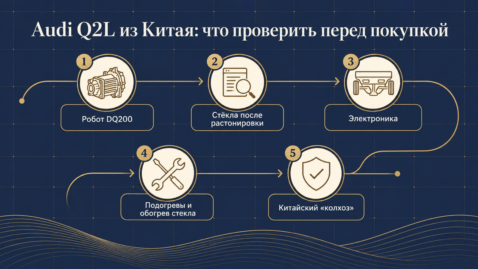 Инфографика: что проверить перед покупкой Audi Q2L из Китая