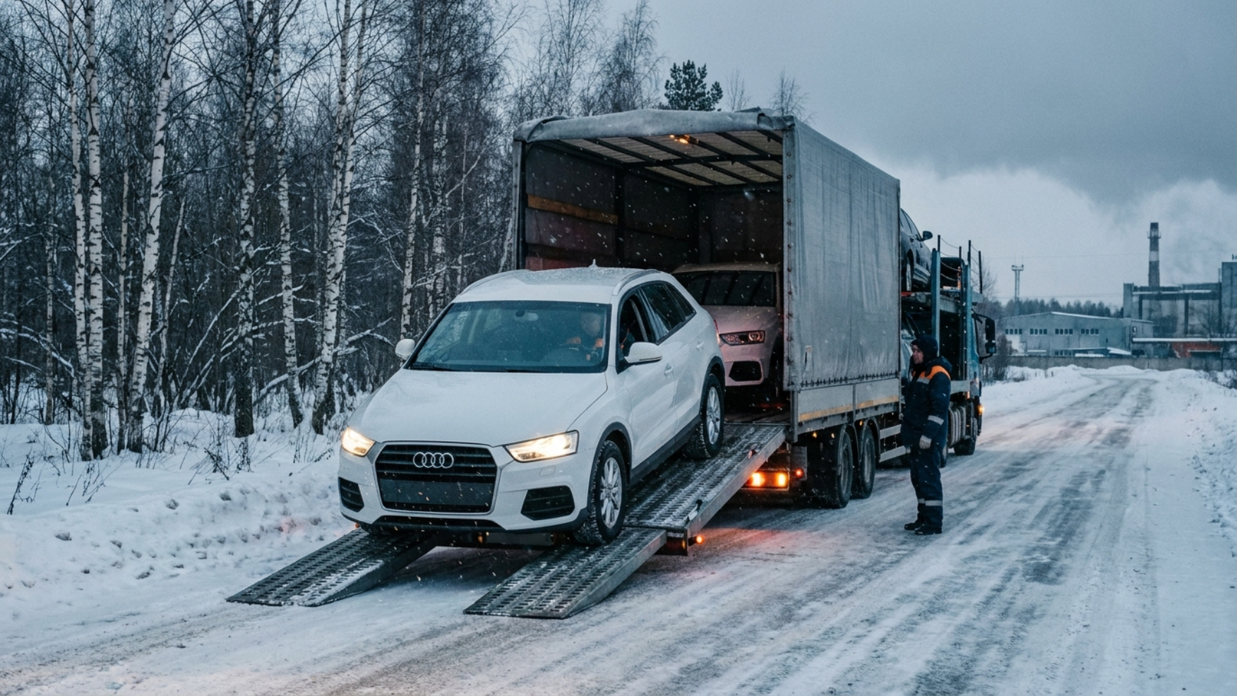 Audi Q3 на автовозе, доставка по России