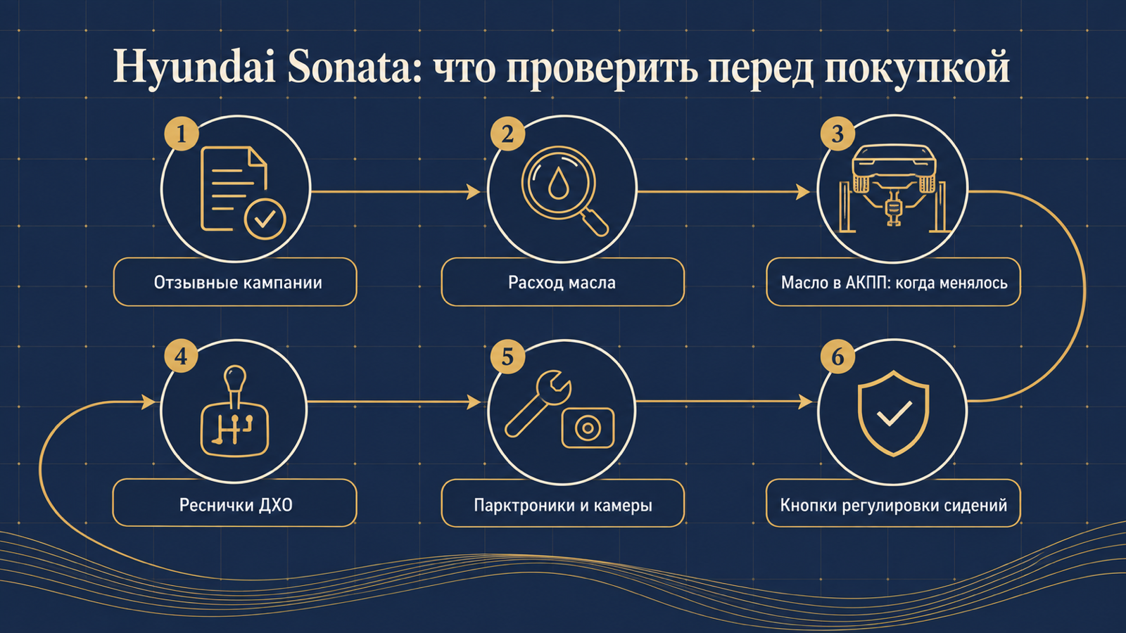 Инфографика: что проверить перед покупкой Hyundai Sonata