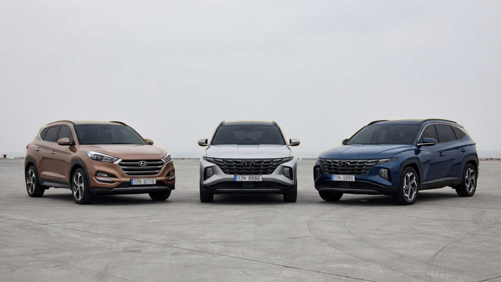 Hyundai Tucson TL, NX4 и удлинённый Tucson L из Китая стоят рядом — три версии одной модели