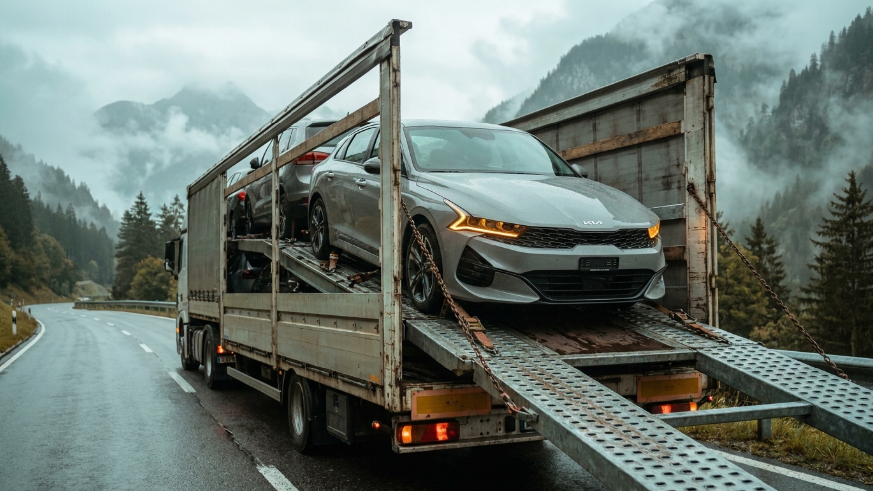 Kia K5 на автовозе, доставка по России