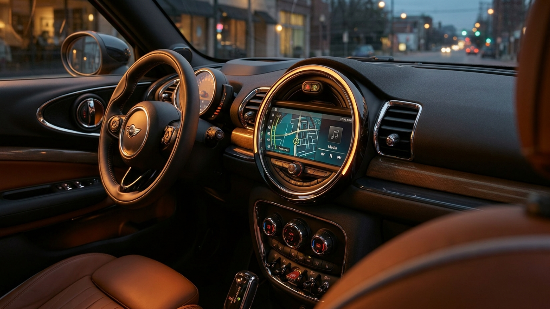 Салон Mini Clubman F54: фирменные круглые дисплеи и тумблеры-переключатели