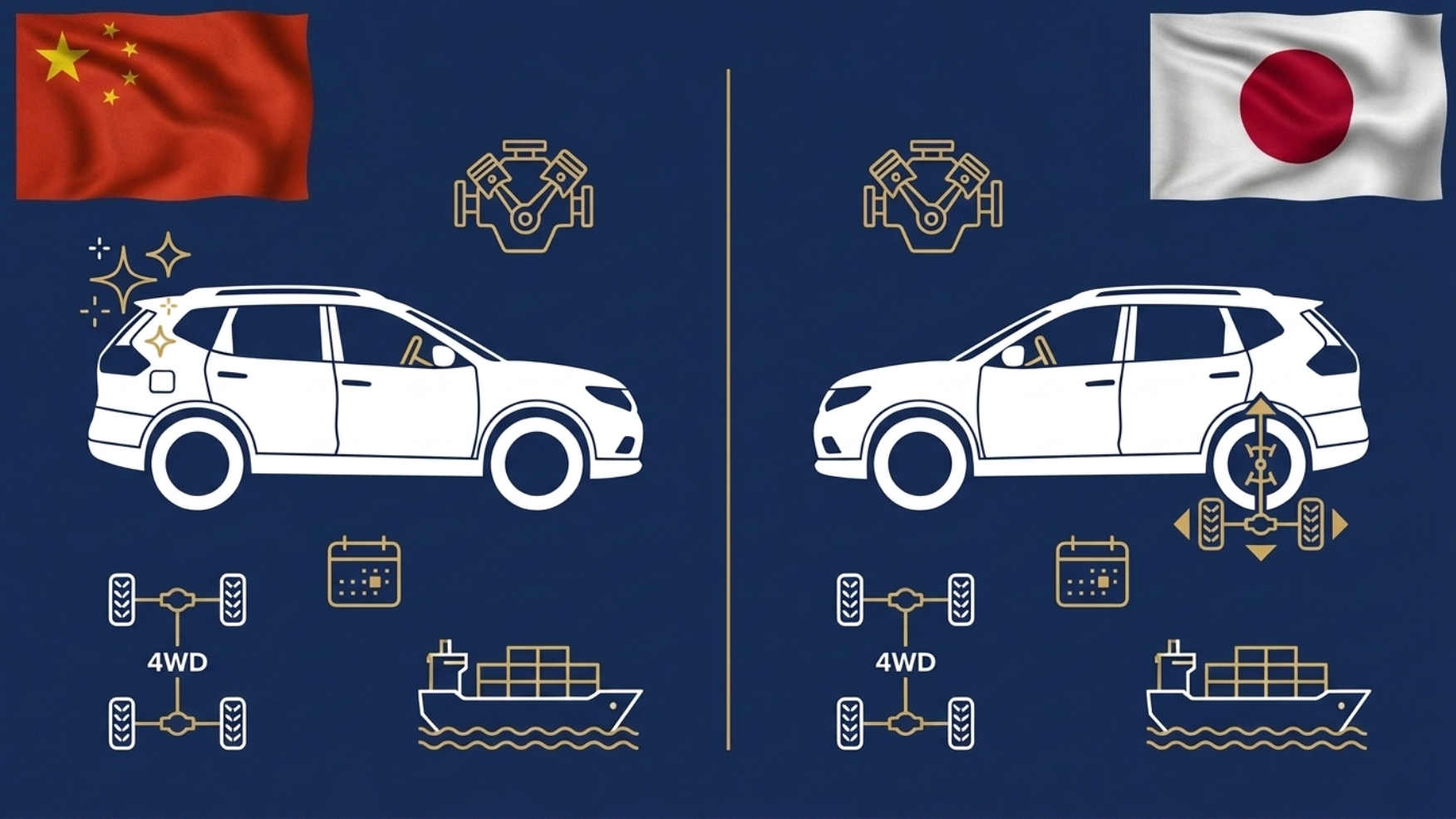 Сравнение левого и правого руля X-Trail — Китай против Японии