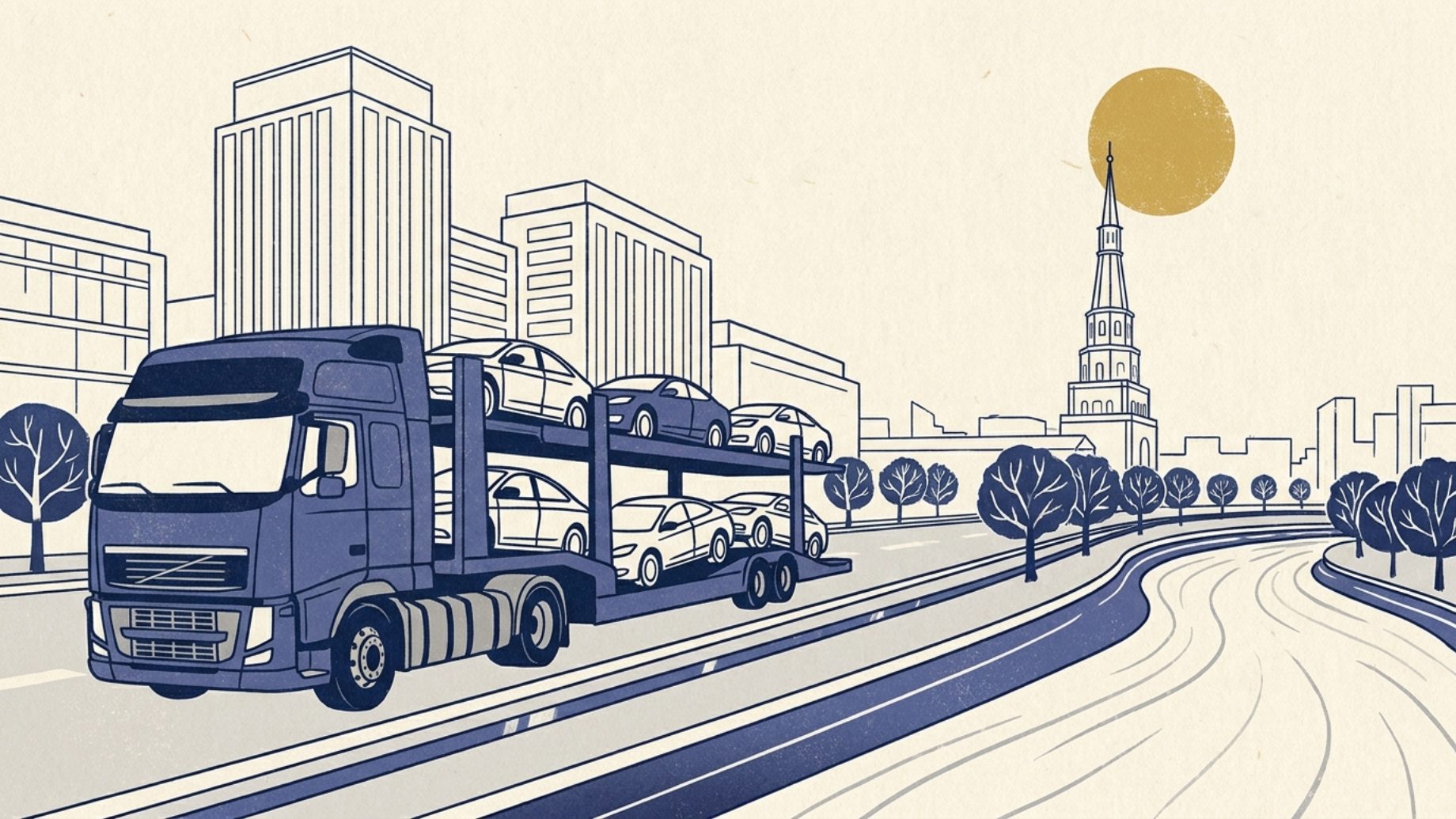 Автовоз на мосту через Волгу
